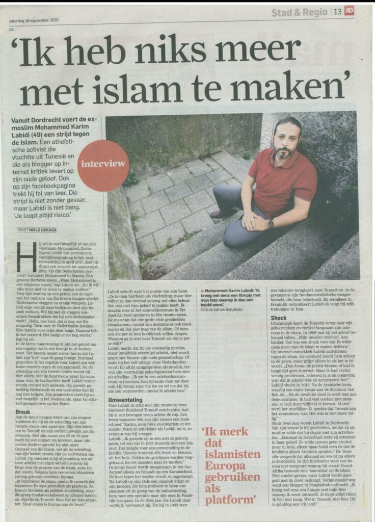 Algemeen Dagblad 2015 1 Ik heb niks meer met islam te maken